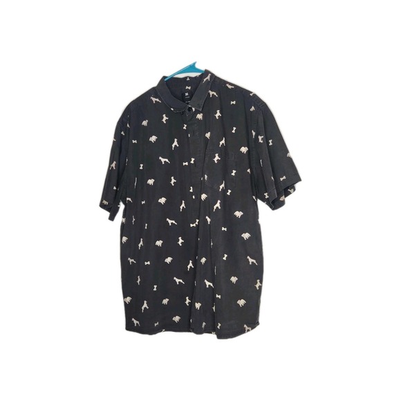 Other - Hawaiian Shirt Men Short Sleeve Button Down/Up Mens Shirt Black Dogs 2X